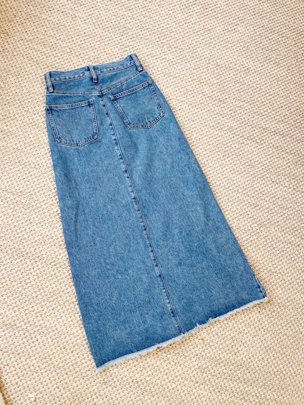 J.Crew Classic Blue Denim Maxi Skirt with Front Slit 23 NWOT - Picture 8 of 9